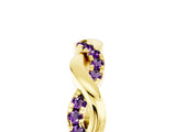 Yellow gold Round Amethyst Twist Eternity Band with Pavé Setting_11