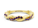 Yellow gold Round Amethyst Twist Eternity Band with Pavé Setting_6