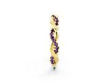 Yellow gold Round Amethyst Twist Eternity Band with Pavé Setting_8