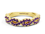 Yellow gold Round Amethyst Twisted Eternity Band with Pavé and Shared Prong Setting_22