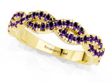 Yellow gold Round Amethyst Twisted Eternity Band with Pavé and Shared Prong Setting_23