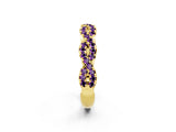 Yellow gold Round Amethyst Twisted Eternity Band with Pavé and Shared Prong Setting_24