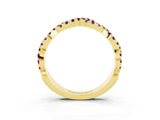 Yellow gold Round Amethyst Twisted Eternity Band with Pavé and Shared Prong Setting_25