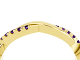 Yellow gold Round Amethyst Twisted Infinity Band with Prong Setting_10