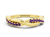 Yellow gold Round Amethyst Twisted Infinity Band with Prong Setting_6
