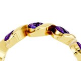 Yellow gold Round Amethyst Wave Band with Channel Setting and Shared Prongs_10