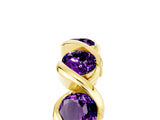 Yellow gold Round Amethyst Wave Band with Channel Setting and Shared Prongs_11