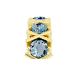 Yellow gold Round Aquamarine Channel Set Band with X-Prong Detail_11
