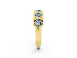 Yellow gold Round Aquamarine Channel Set Band with X-Prong Detail_8