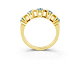 Yellow gold Round Aquamarine Channel Set Band with X-Prong Detail_9