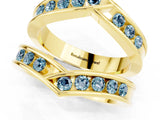 Yellow gold Round Aquamarine Channel-Set Chevron Band_7