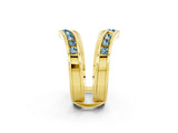 Yellow gold Round Aquamarine Channel-Set Chevron Band_8