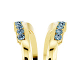 Yellow gold Round Aquamarine Chevron Contour Band with Prong Setting_11
