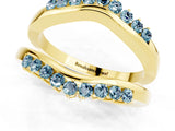 Yellow gold Round Aquamarine Chevron Contour Band with Prong Setting_7