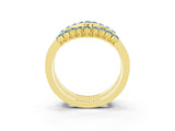 Yellow gold Round Aquamarine Chevron Contour Band with Prong Setting_9