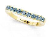 Yellow gold Round Aquamarine Curved Wedding Band with Channel Setting_7