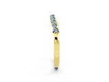 Yellow gold Round Aquamarine Curved Wedding Band with Channel Setting_8