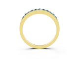 Yellow gold Round Aquamarine Curved Wedding Band with Channel Setting_9