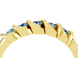 Yellow gold Round Aquamarine Eternity Band with Twist Prong Setting_10