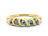Yellow gold Round Aquamarine Eternity Band with Twist Prong Setting_6