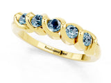Yellow gold Round Aquamarine Eternity Band with Twist Prong Setting_7