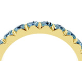 Yellow gold Round Aquamarine Half Eternity Band with Classic Prong Setting_10