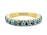 Yellow gold Round Aquamarine Half Eternity Band with Classic Prong Setting_6
