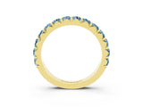 Yellow gold Round Aquamarine Half Eternity Band with Classic Prong Setting_9