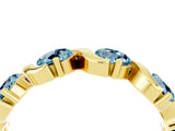 Yellow gold Round Aquamarine Half Eternity Band with Wave Prong Setting_10