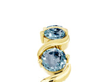 Yellow gold Round Aquamarine Half Eternity Band with Wave Prong Setting_11