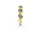Yellow gold Round Aquamarine Half Eternity Band with Wave Prong Setting_8