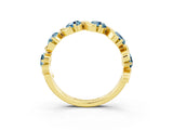 Yellow gold Round Aquamarine Half Eternity Band with Wave Prong Setting_9