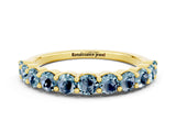 Yellow gold Round Aquamarine Half-Eternity Prong-Set Band_6
