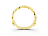 Yellow gold Round Aquamarine Leaf Eternity Band with Bezel Setting_39