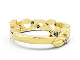 Yellow gold Round Aquamarine Leaf Eternity Band with Bezel Setting_78