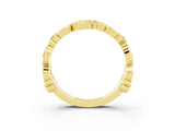 Yellow gold Round Aquamarine Leaf Eternity Band with Bezel Setting_81