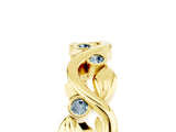 Yellow gold Round Aquamarine Leaf Eternity Band with Bezel Setting_83