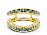 Yellow gold Round Aquamarine Milgrain Eternity Band with Channel Setting_18