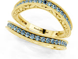 Yellow gold Round Aquamarine Milgrain Eternity Band with Channel Setting_19