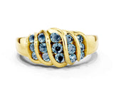 Yellow gold Round Aquamarine Multi-Row Crossover Band_6
