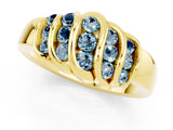 Yellow gold Round Aquamarine Multi-Row Crossover Band_7
