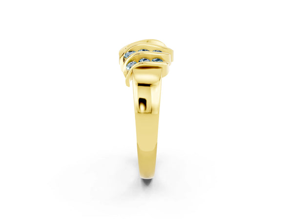 Yellow gold Round Aquamarine Multi-Row Crossover Band