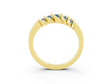 Yellow gold Round Aquamarine Multi-Row Crossover Band_9