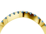 Yellow gold Round Aquamarine Pavé Curved Band with Shared Prong Setting_10