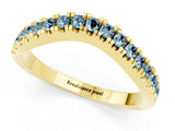 Yellow gold Round Aquamarine Pavé Curved Band with Shared Prong Setting_7