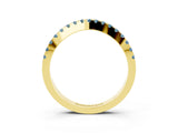 Yellow gold Round Aquamarine Pavé Curved Band with Shared Prong Setting_9