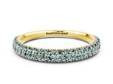 Yellow gold Round Aquamarine Pavé Eternity Band with Shared Prong Setting_6