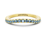Yellow gold Round Aquamarine Pavé Half Eternity Band with Shared Prong Setting_6