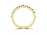 Yellow gold Round Aquamarine Pavé Half Eternity Band with Shared Prong Setting_9