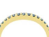 Yellow gold Round Aquamarine Pavé Set Curved Wedding Band_10